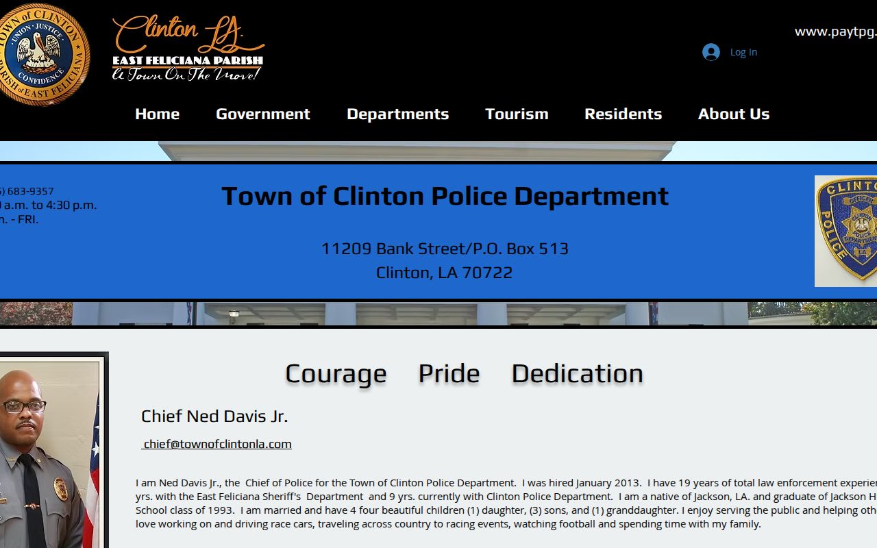 Clinton Police Department official East Feliciana Parish arrest-record contact page
