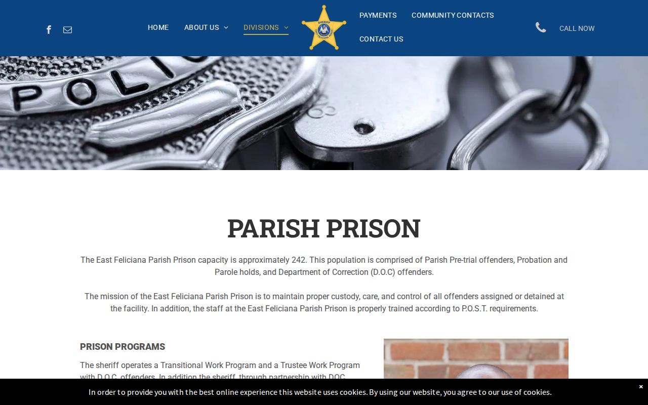 East Feliciana Parish Prison official roster and booking-record source